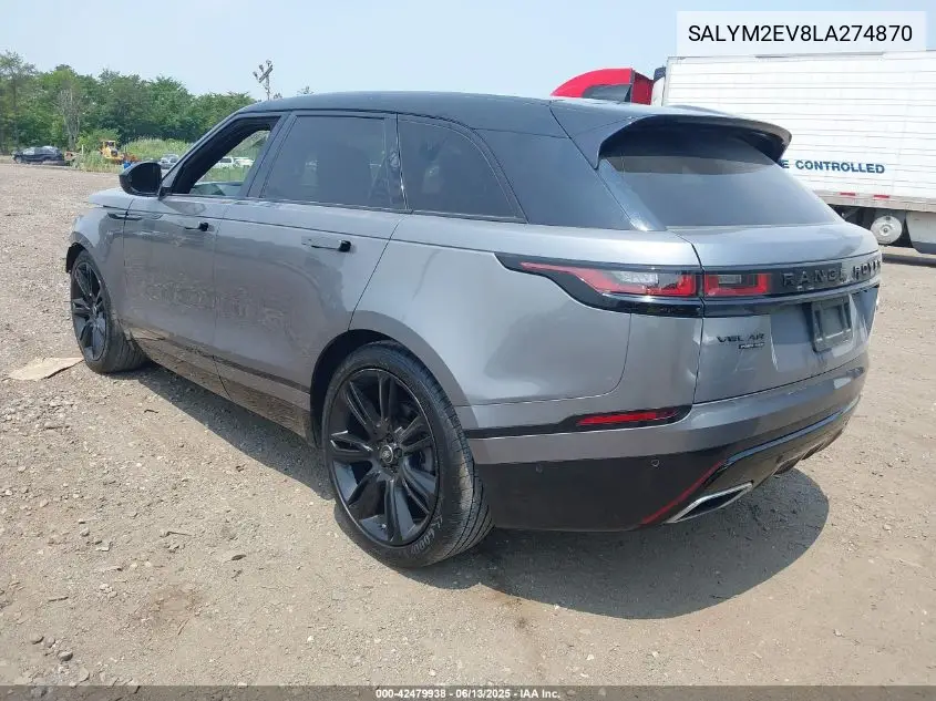 2020 Land Rover Range Rover Velar P380 R-Dynamic Hse VIN: SALYM2EV8LA274870 Lot: 42479938
