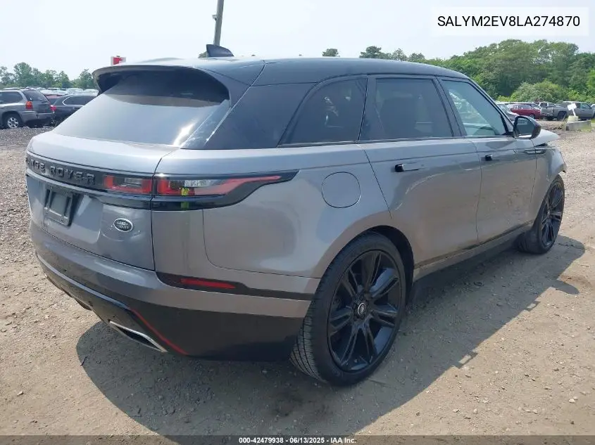 2020 Land Rover Range Rover Velar P380 R-Dynamic Hse VIN: SALYM2EV8LA274870 Lot: 42479938