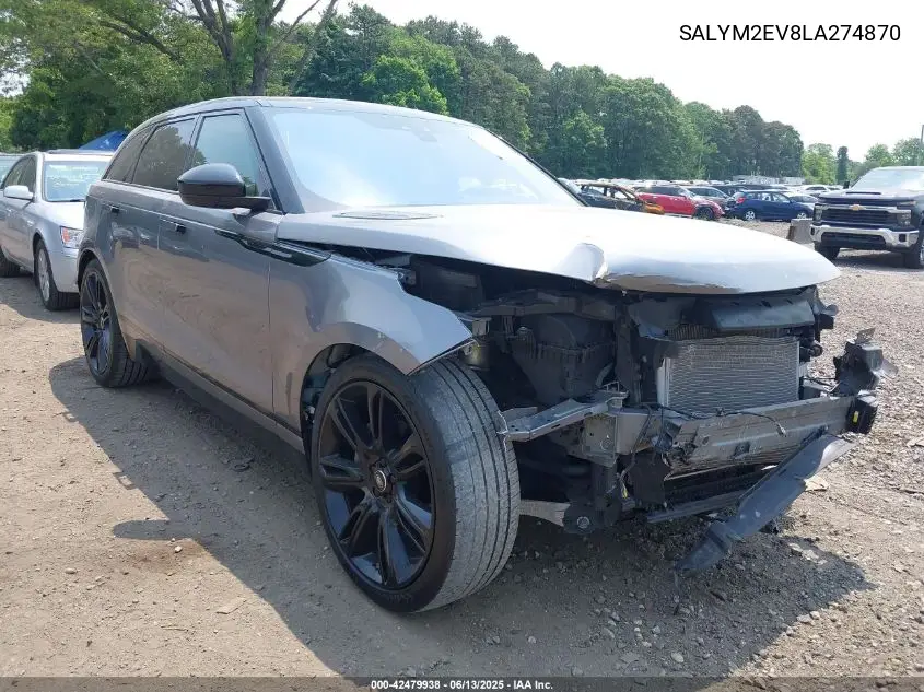 2020 Land Rover Range Rover Velar P380 R-Dynamic Hse VIN: SALYM2EV8LA274870 Lot: 42479938