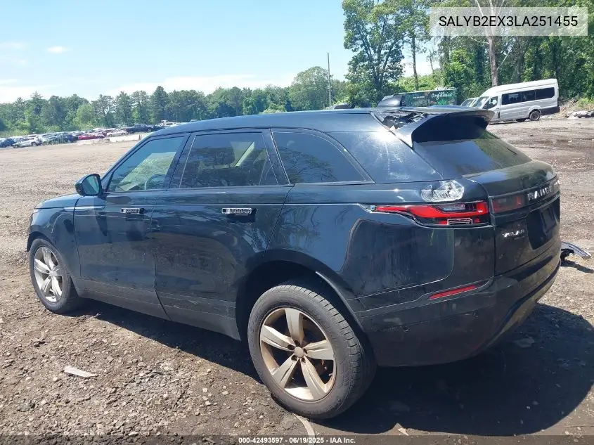 2020 Land Rover Range Rover Velar P250 S VIN: SALYB2EX3LA251455 Lot: 42493597