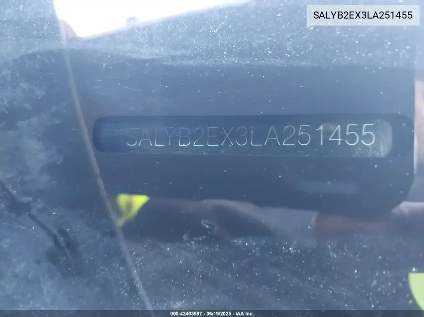 2020 Land Rover Range Rover Velar P250 S VIN: SALYB2EX3LA251455 Lot: 42493597