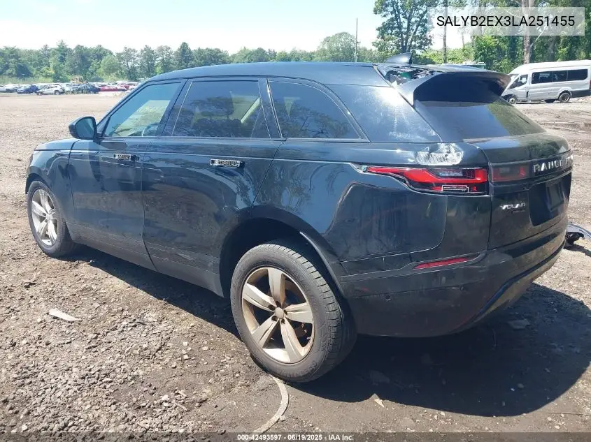 2020 Land Rover Range Rover Velar P250 S VIN: SALYB2EX3LA251455 Lot: 42493597