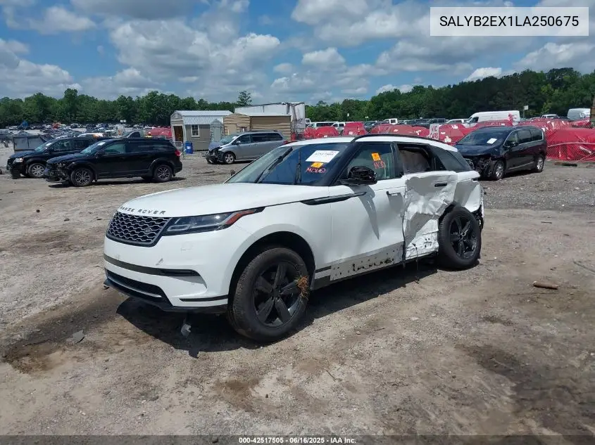 2020 Land Rover Range Rover Velar P250 S VIN: SALYB2EX1LA250675 Lot: 42517505