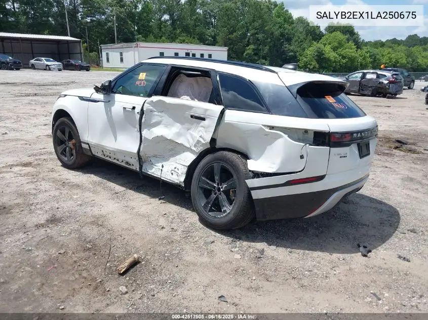 2020 Land Rover Range Rover Velar P250 S VIN: SALYB2EX1LA250675 Lot: 42517505
