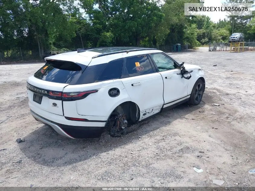 2020 Land Rover Range Rover Velar P250 S VIN: SALYB2EX1LA250675 Lot: 42517505