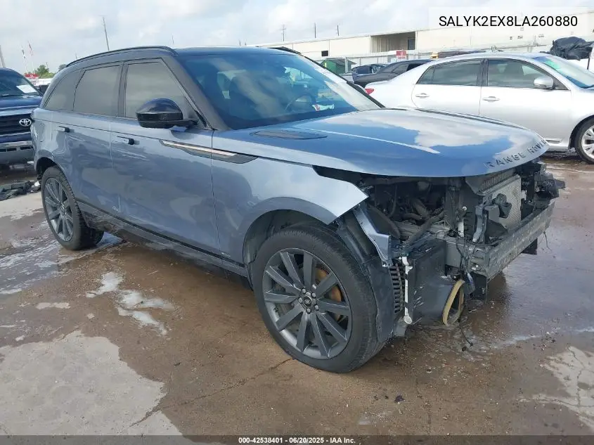 2020 Land Rover Range Rover Velar P250 R-Dynamic S VIN: SALYK2EX8LA260880 Lot: 42538401