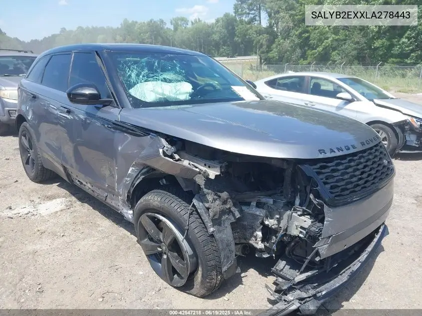 2020 Land Rover Range Rover Velar P250 S VIN: SALYB2EXXLA278443 Lot: 42547218