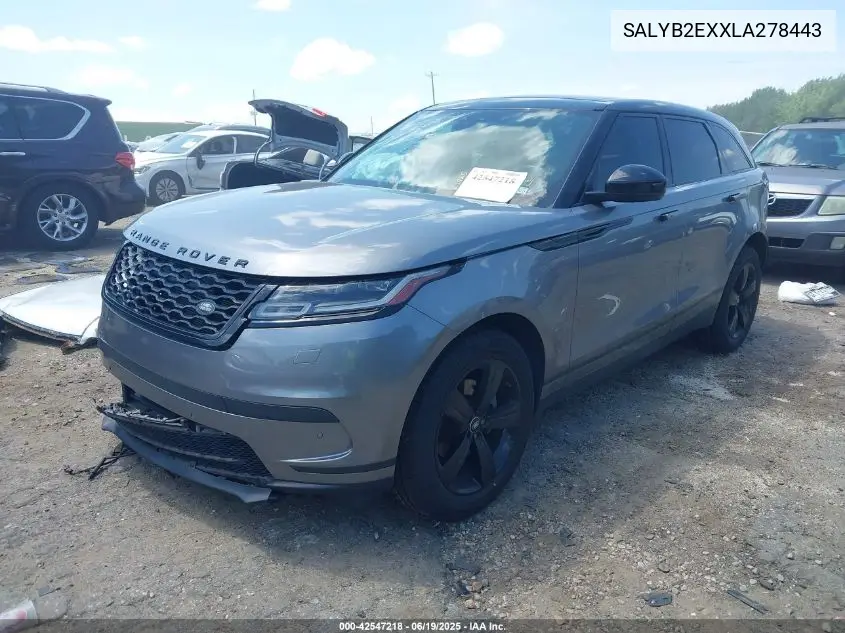 2020 Land Rover Range Rover Velar P250 S VIN: SALYB2EXXLA278443 Lot: 42547218