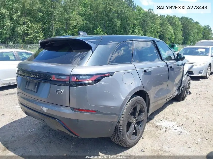 2020 Land Rover Range Rover Velar P250 S VIN: SALYB2EXXLA278443 Lot: 42547218