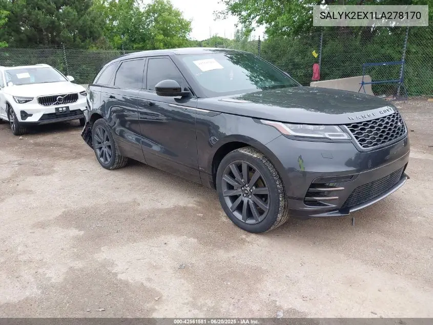 2020 Land Rover Range Rover Velar P250 R-Dynamic S VIN: SALYK2EX1LA278170 Lot: 42561581