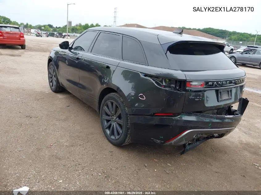 2020 Land Rover Range Rover Velar P250 R-Dynamic S VIN: SALYK2EX1LA278170 Lot: 42561581