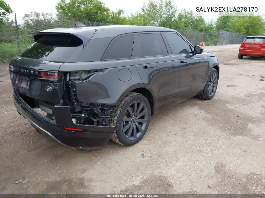 2020 Land Rover Range Rover Velar P250 R-Dynamic S VIN: SALYK2EX1LA278170 Lot: 42561581