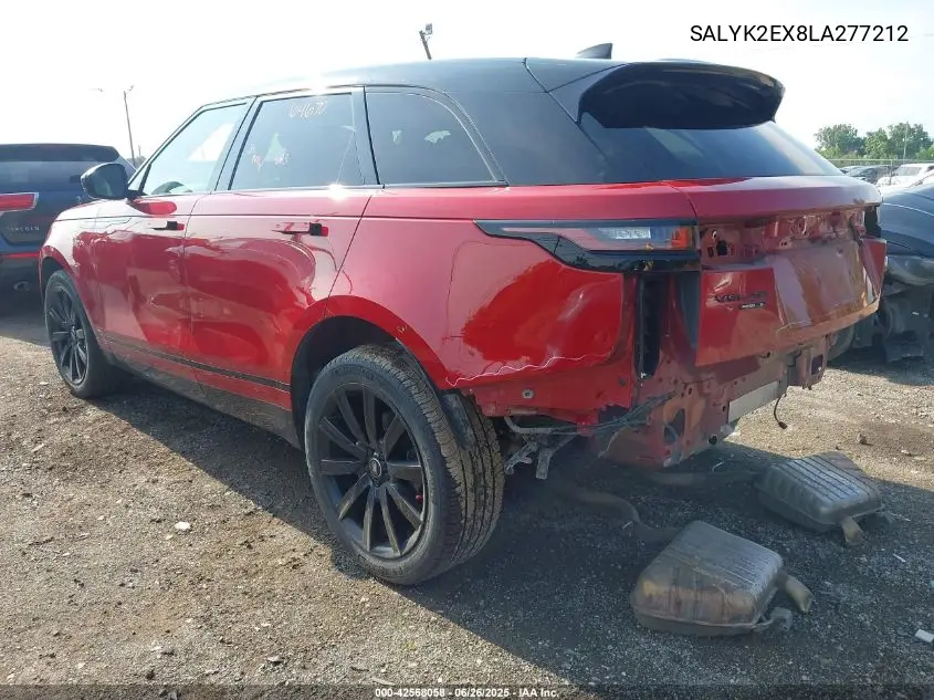 2020 Land Rover Range Rover Velar P250 R-Dynamic S VIN: SALYK2EX8LA277212 Lot: 42568058