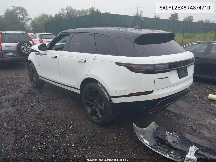 2024 Land Rover Range Rover Velar P250 Dynamic Se VIN: SALYL2EX8RA374710 Lot: 42511860
