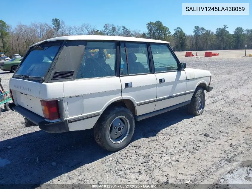 1990 Land Rover Range Rover VIN: SALHV1245LA438059 Lot: 41832981