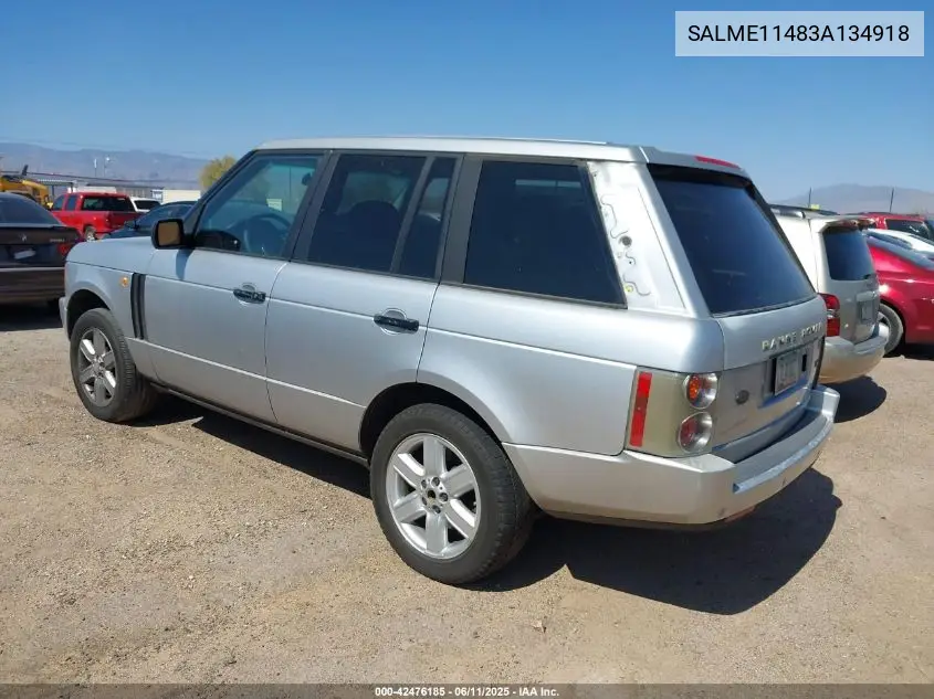 2003 Land Rover Range Rover Hse VIN: SALME11483A134918 Lot: 42476185