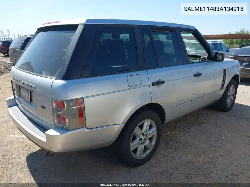 2003 Land Rover Range Rover Hse VIN: SALME11483A134918 Lot: 42476185