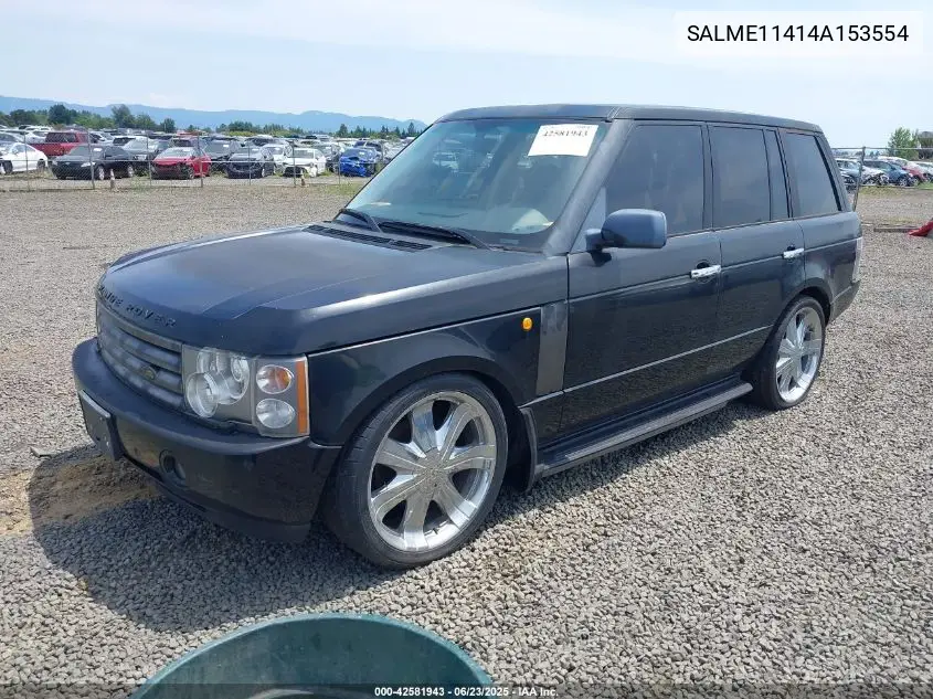 2004 Land Rover Range Rover Hse VIN: SALME11414A153554 Lot: 42581943