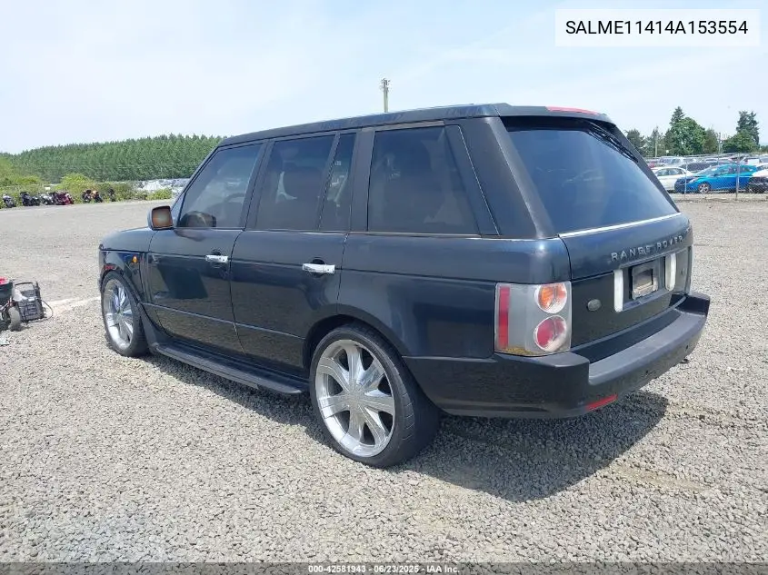 2004 Land Rover Range Rover Hse VIN: SALME11414A153554 Lot: 42581943