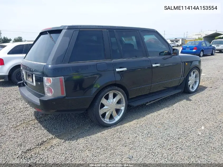 2004 Land Rover Range Rover Hse VIN: SALME11414A153554 Lot: 42581943