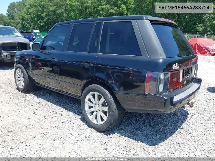 2006 Land Rover Range Rover Hse VIN: SALMF15466A238724 Lot: 42561519