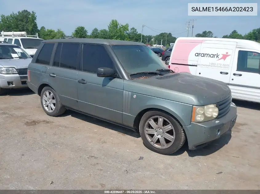 2006 Land Rover Range Rover Hse VIN: SALME15466A202423 Lot: 42596487