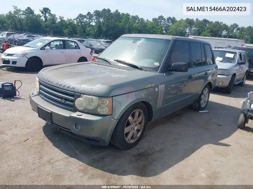 2006 Land Rover Range Rover Hse VIN: SALME15466A202423 Lot: 42596487