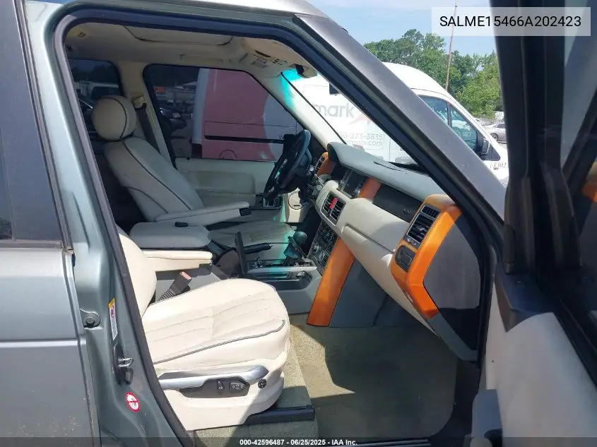 2006 Land Rover Range Rover Hse VIN: SALME15466A202423 Lot: 42596487