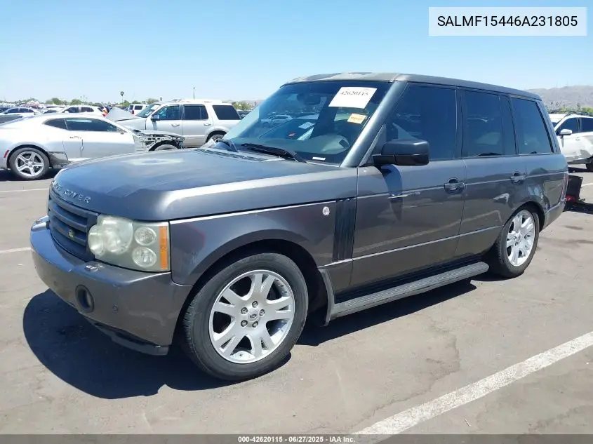 2006 Land Rover Range Rover Hse VIN: SALMF15446A231805 Lot: 42620115