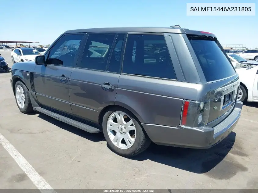 2006 Land Rover Range Rover Hse VIN: SALMF15446A231805 Lot: 42620115