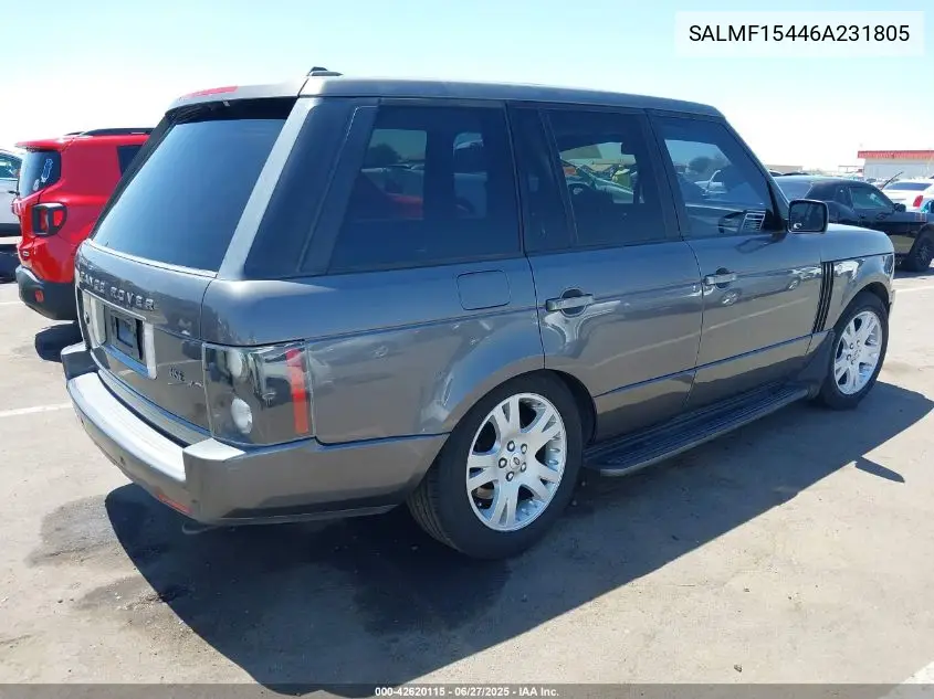 2006 Land Rover Range Rover Hse VIN: SALMF15446A231805 Lot: 42620115