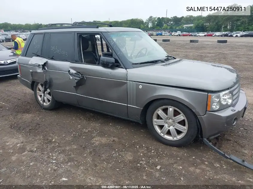 2007 Land Rover Range Rover Hse VIN: SALME15447A250911 Lot: 42501681