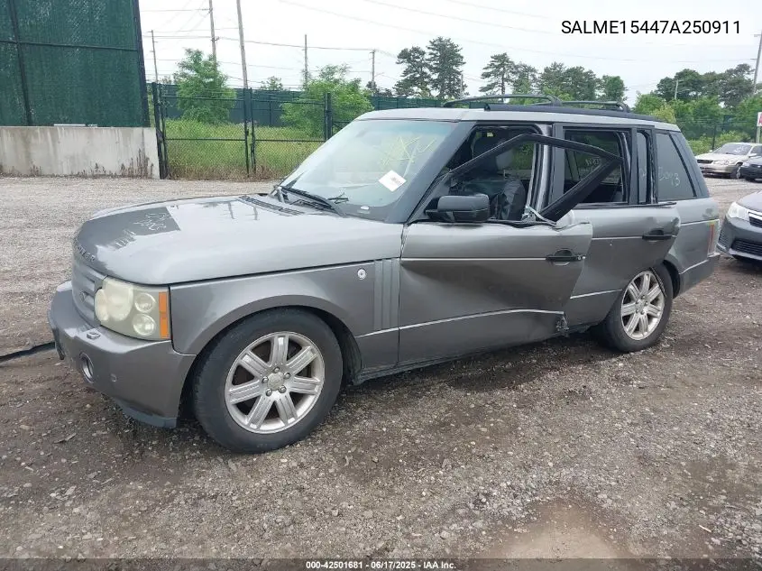 2007 Land Rover Range Rover Hse VIN: SALME15447A250911 Lot: 42501681