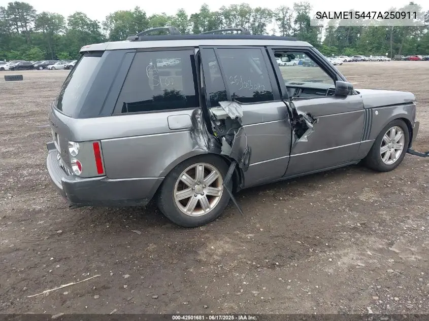 2007 Land Rover Range Rover Hse VIN: SALME15447A250911 Lot: 42501681