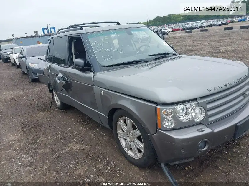 2007 Land Rover Range Rover Hse VIN: SALME15447A250911 Lot: 42501681