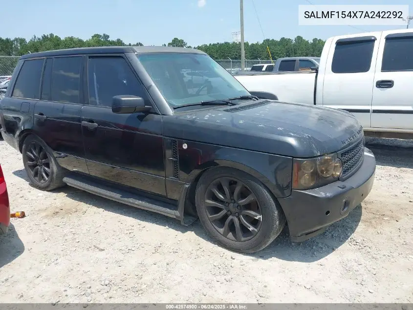 2007 Land Rover Range Rover Hse VIN: SALMF154X7A242292 Lot: 42574900