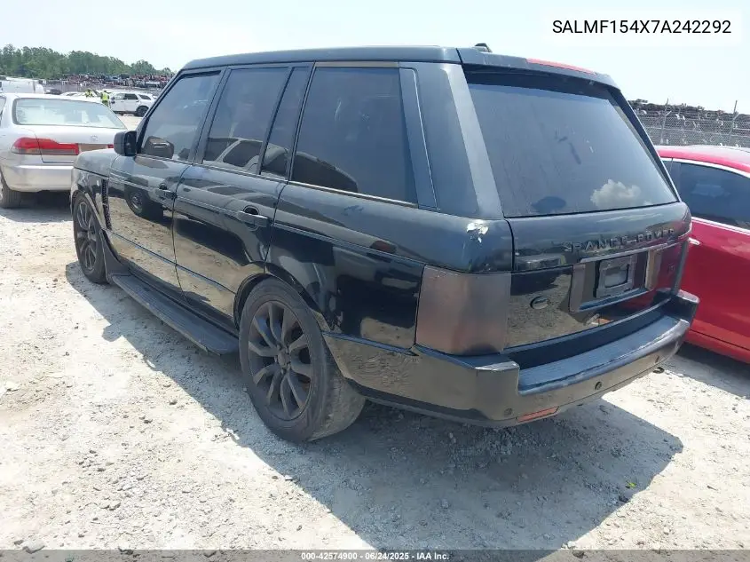 2007 Land Rover Range Rover Hse VIN: SALMF154X7A242292 Lot: 42574900