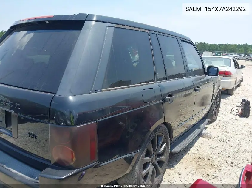 2007 Land Rover Range Rover Hse VIN: SALMF154X7A242292 Lot: 42574900
