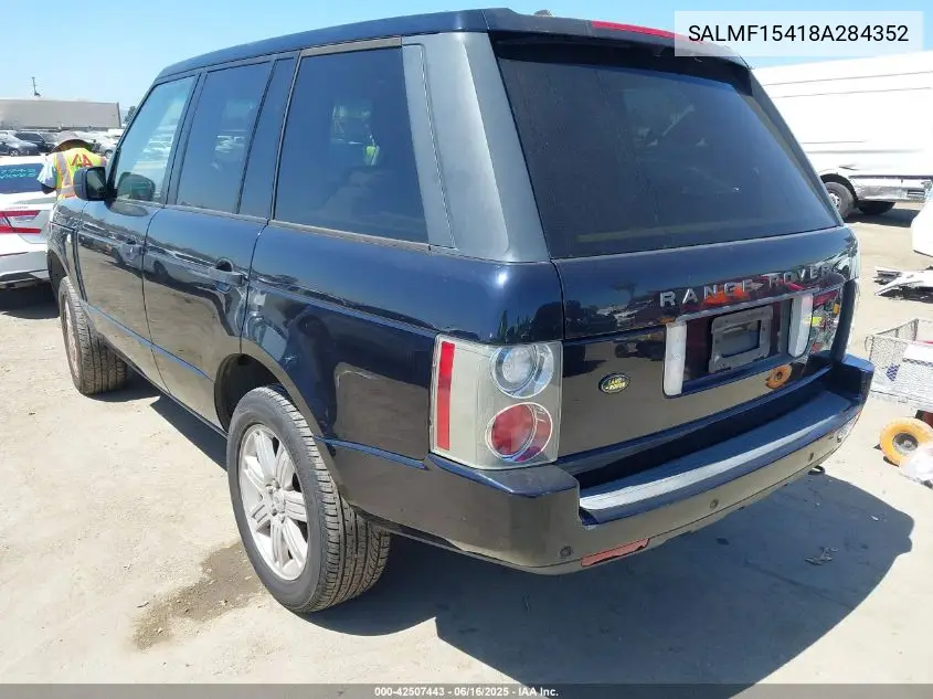 2008 Land Rover Range Rover Hse VIN: SALMF15418A284352 Lot: 42507443