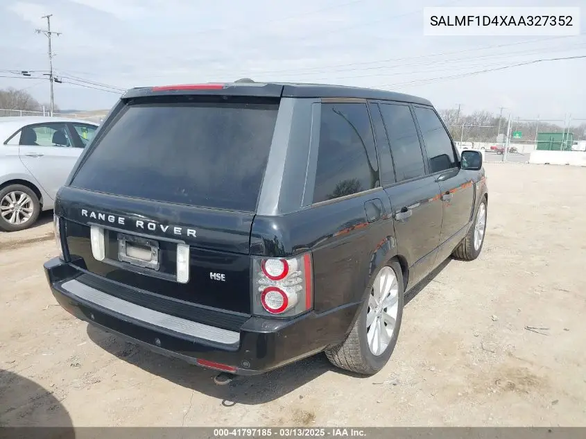 2010 Land Rover Range Rover Hse VIN: SALMF1D4XAA327352 Lot: 41797185