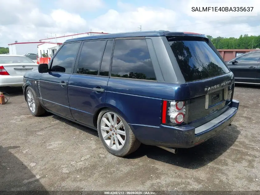 2011 Land Rover Range Rover Supercharged VIN: SALMF1E40BA335637 Lot: 42467213