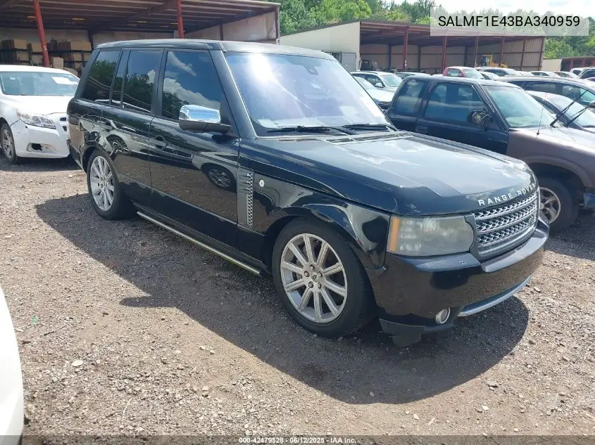 2011 Land Rover Range Rover Supercharged VIN: SALMF1E43BA340959 Lot: 42479528