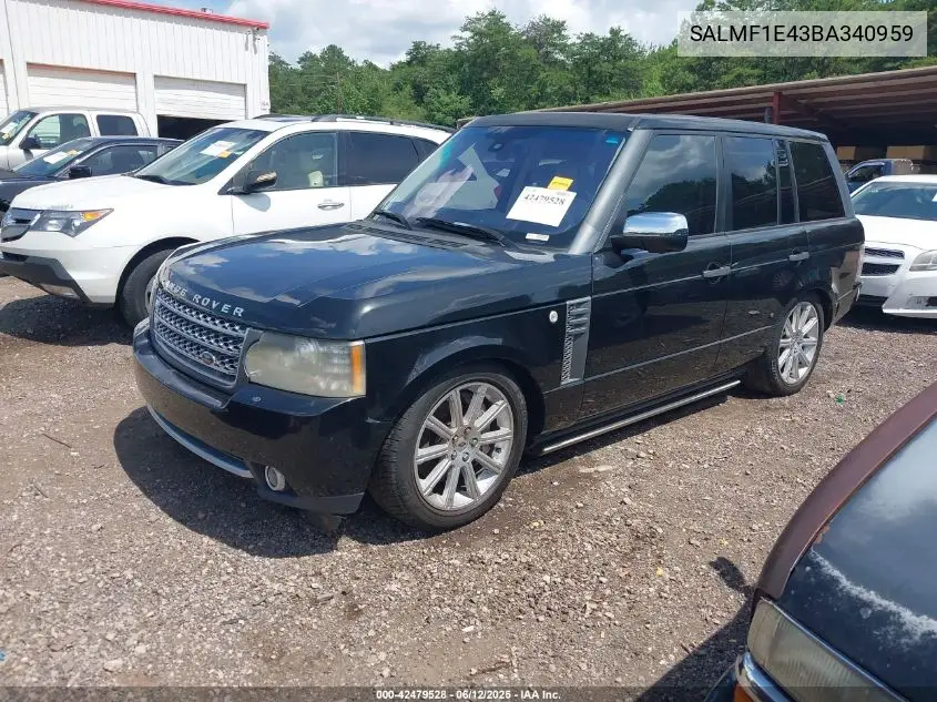 2011 Land Rover Range Rover Supercharged VIN: SALMF1E43BA340959 Lot: 42479528