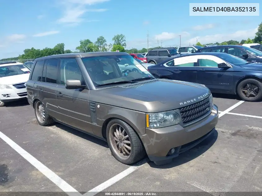 2011 Land Rover Range Rover Hse VIN: SALME1D40BA352135 Lot: 42544691