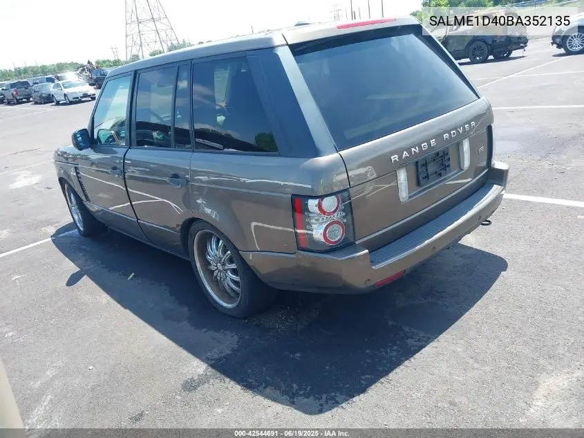 2011 Land Rover Range Rover Hse VIN: SALME1D40BA352135 Lot: 42544691