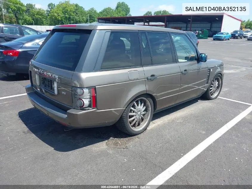 2011 Land Rover Range Rover Hse VIN: SALME1D40BA352135 Lot: 42544691
