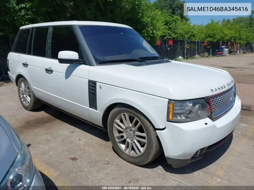 2011 Land Rover Range Rover Hse VIN: SALME1D46BA345416 Lot: 42554503