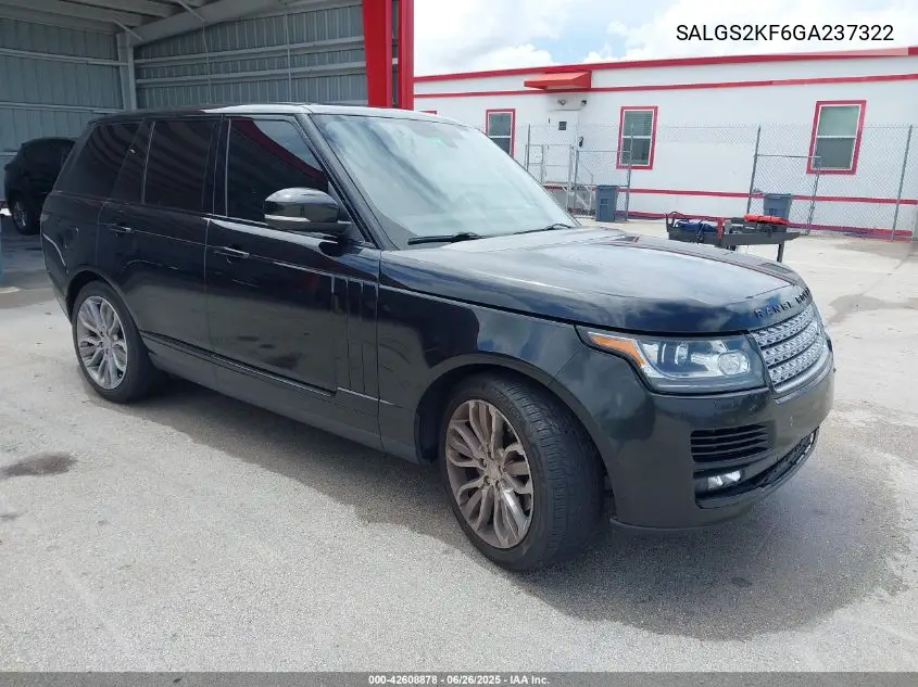 2016 Land Rover Range Rover 3.0L V6 Turbocharged Diesel Hse Td6 VIN: SALGS2KF6GA237322 Lot: 42608878