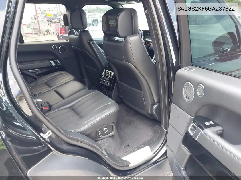 2016 Land Rover Range Rover 3.0L V6 Turbocharged Diesel Hse Td6 VIN: SALGS2KF6GA237322 Lot: 42608878