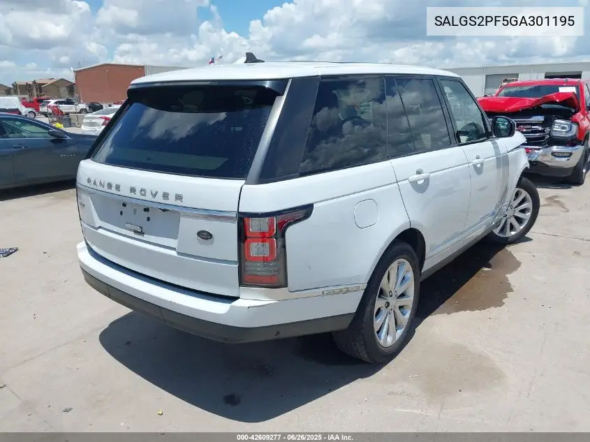 2016 Land Rover Range Rover 3.0L V6 Supercharged Hse VIN: SALGS2PF5GA301195 Lot: 42609277